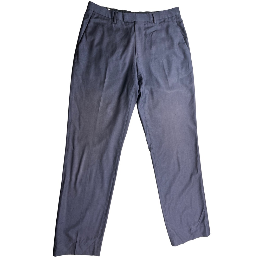 Hugo Boss Men's 38R Blue Wool Dress Pants Tailored Flat Front Made In Turkey